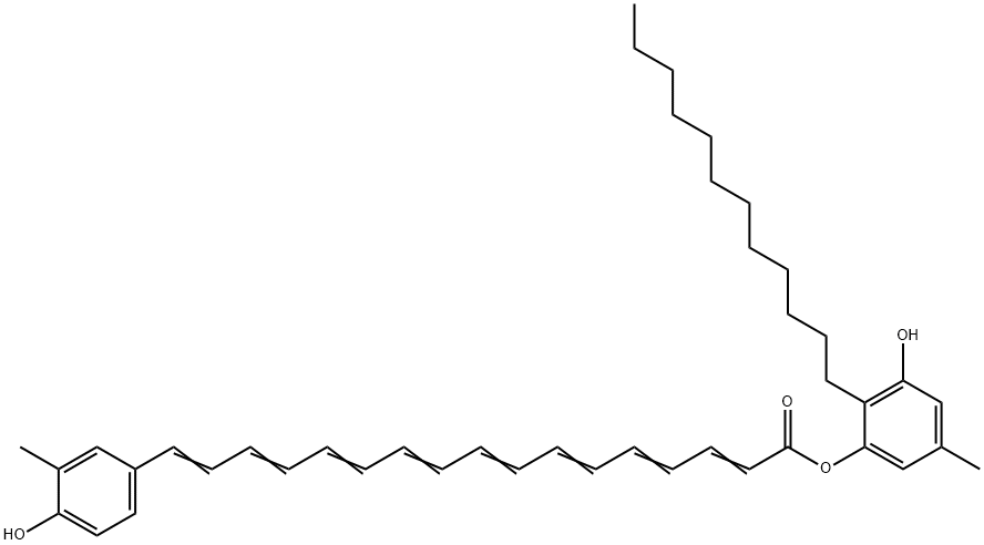 17-(4-Hydroxy-3-methylphenyl)-2,4,6,8,10,12,14,16-heptadecaoctenoic acid [2-dodecyl-3-hydroxy-5-methylphenyl] ester Structure