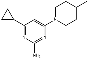 2-amino-4-(4-methylpiperidin-1-yl)-6-cyclopropylpyrimidine Struktur