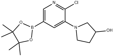 6-Chloro-5-(3-hydroxypyrrolidin-1-yl)pyridine-3-boronic acid pinacol ester Struktur
