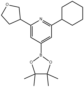2-(Cyclohexyl)-6-(oxolan-3-yl)pyridine-4-boronic acid pinacol ester Struktur