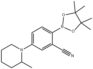 2-Cyano-4-(2-methylpiperidin-1-yl)phenylboronic acid pinacol ester Struktur