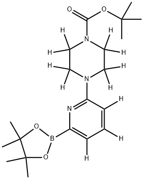 tert-butyl 4-(6-(4,4,5,5-tetramethyl-1,3,2-dioxaborolan-2-yl)pyridin-2-yl-3,4,5-d3)piperazine-1-carboxylate-2,2,3,3,5,5,6,6-d8 Struktur