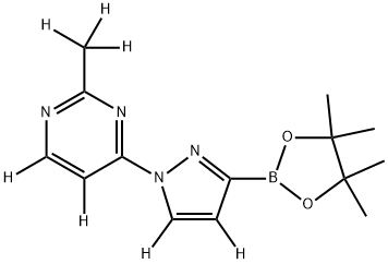 2-(methyl-d3)-4-(3-(4,4,5,5-tetramethyl-1,3,2-dioxaborolan-2-yl)-1H-pyrazol-1-yl-4,5-d2)pyrimidine-5,6-d2 Structure