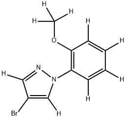 4-bromo-1-(2-(methoxy-d3)phenyl-3,4,5,6-d4)-1H-pyrazole-3,5-d2 Struktur