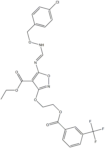 ethyl 5-[({[(4-chlorobenzyl)oxy]amino}methylene)amino]-3-(2-{[3-(trifluoromethyl)benzoyl]oxy}ethoxy)-4-isoxazolecarboxylate Struktur