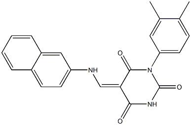 1-(3,4-dimethylphenyl)-5-[(2-naphthylamino)methylene]-2,4,6(1H,3H,5H)-pyrimidinetrione Structure