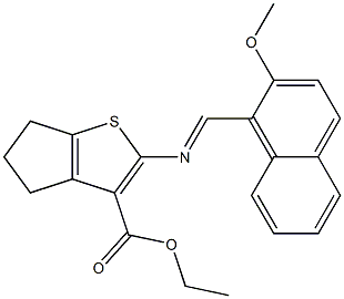 ethyl 2-{[(E)-(2-methoxy-1-naphthyl)methylidene]amino}-5,6-dihydro-4H-cyclopenta[b]thiophene-3-carboxylate Struktur
