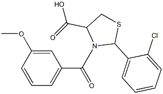 2-(2-chlorophenyl)-3-(3-methoxybenzoyl)-1,3-thiazolidine-4-carboxylic acid Structure