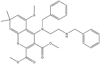 7,7-Dimethyl-5-(methylthio)-4-[benzyl[2-(benzylamino)ethyl]amino]-7H-1-benzothiopyran-2,3-dicarboxylic acid dimethyl ester Structure
