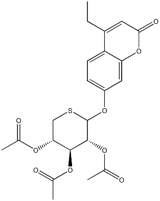 4-ethyl-2-oxo-2H-1-benzopyran-7-yl 2,3,4-tri-O-acetyl-5-thioxylopyranoside Structure