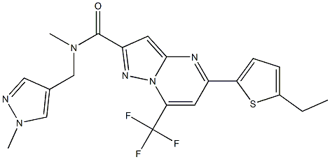 5-(5-ethyl-2-thienyl)-N-methyl-N-[(1-methyl-1H-pyrazol-4-yl)methyl]-7-(trifluoromethyl)pyrazolo[1,5-a]pyrimidine-2-carboxamide Struktur