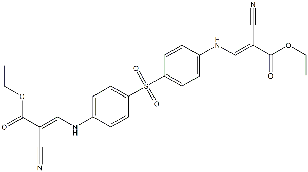 ethyl 2-cyano-3-[4-({4-[(2-cyano-3-ethoxy-3-oxoprop-1-enyl)amino]phenyl}sulfonyl)anilino]acrylate Struktur