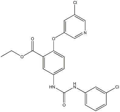 ethyl 5-{[(3-chloroanilino)carbonyl]amino}-2-[(5-chloro-3-pyridyl)oxy]benzoate Struktur