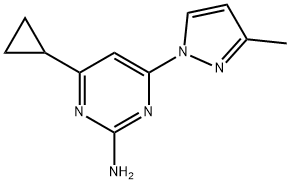 2-amino-4-(1H-3-methylpyrozol-1-yl)-6-cyclopropylpyrimidine, 1412961-72-8, 结构式