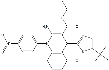 ethyl 2-amino-4-(5-tert-butyl-2-thienyl)-1-{4-nitrophenyl}-5-oxo-1,4,5,6,7,8-hexahydro-3-quinolinecarboxylate Struktur