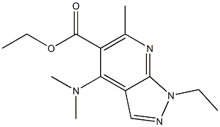 1-Ethyl-4-(dimethylamino)-6-methyl-1H-pyrazolo[3,4-b]pyridine-5-carboxylic acid ethyl ester Struktur