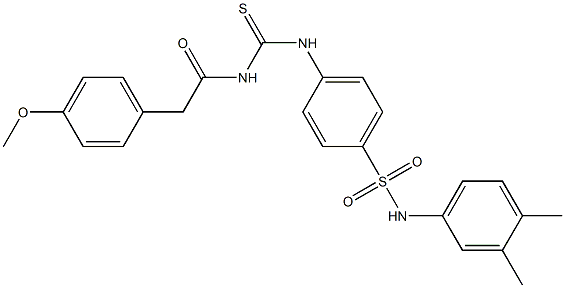 N-(3,4-dimethylphenyl)-4-[({[2-(4-methoxyphenyl)acetyl]amino}carbothioyl)amino]benzenesulfonamide Struktur