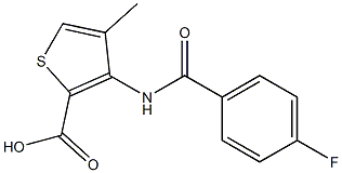 3-[(4-fluorobenzoyl)amino]-4-methyl-2-thiophenecarboxylic acid Struktur