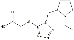 2-({1-[(1-ethylpyrrolidin-2-yl)methyl]-1H-1,2,3,4-tetrazol-5-yl}sulfanyl)acetic acid Struktur