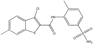 N-[5-(aminosulfonyl)-2-methylphenyl]-3-chloro-6-methyl-1-benzothiophene-2-carboxamide Struktur