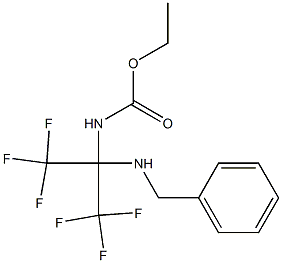ethyl 1-(benzylamino)-2,2,2-trifluoro-1-(trifluoromethyl)ethylcarbamate Struktur