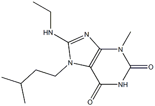 8-(ethylamino)-3-methyl-7-(3-methylbutyl)-3,7-dihydro-1H-purine-2,6-dione Struktur