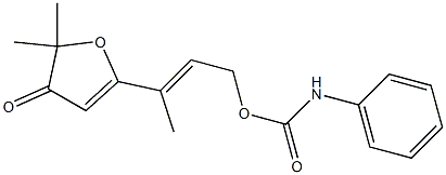 N-Phenylcarbamic acid [(E)-3-[(4,5-dihydro-5,5-dimethyl-4-oxofuran)-2-yl]-2-butenyl] ester Structure