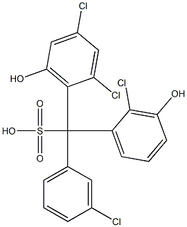 (3-Chlorophenyl)(2-chloro-3-hydroxyphenyl)(2,4-dichloro-6-hydroxyphenyl)methanesulfonic acid Struktur