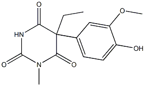5-Ethyl-5-(3-methoxy-4-hydroxyphenyl)-1-methylpyrimidine-2,4,6(1H,3H,5H)-trione Struktur