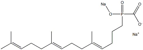 [[(4E,8E)-5,9,13-Trimethyltetradeca-4,8,12-trienyl]sodiooxyphosphinyl]formic acid sodium salt Struktur
