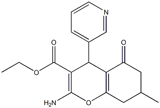 ethyl 2-amino-7-methyl-5-oxo-4-(3-pyridinyl)-5,6,7,8-tetrahydro-4H-chromene-3-carboxylate Struktur