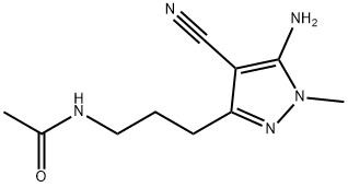 N-[3-(5-amino-4-cyano-1-methyl-1H-pyrazol-3-yl)propyl]acetamide Struktur