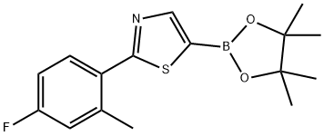 2-(4-fluoro-2-methylphenyl)-5-(4,4,5,5-tetramethyl-1,3,2-dioxaborolan-2-yl)thiazole Struktur