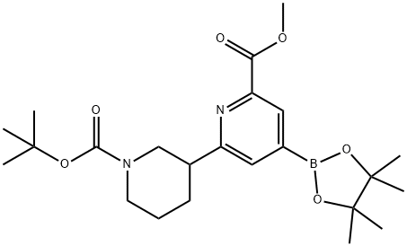 methyl 6-(1-(tert-butoxycarbonyl)piperidin-3-yl)-4-(4,4,5,5-tetramethyl-1,3,2-dioxaborolan-2-yl)picolinate Struktur