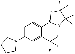 2-Trifluoromethyl-4-(pyrrolidino)phenylboronic acid pinacol ester|1-(4-(4,4,5,5-tetramethyl-1,3,2-dioxaborolan-2-yl)-3-(trifluoromethyl)phenyl)pyrrolidine