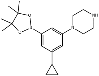 1-(3-cyclopropyl-5-(4,4,5,5-tetramethyl-1,3,2-dioxaborolan-2-yl)phenyl)piperazine|