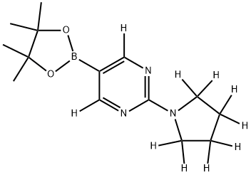 2-(pyrrolidin-1-yl-d8)-5-(4,4,5,5-tetramethyl-1,3,2-dioxaborolan-2-yl)pyrimidine-4,6-d2 Struktur