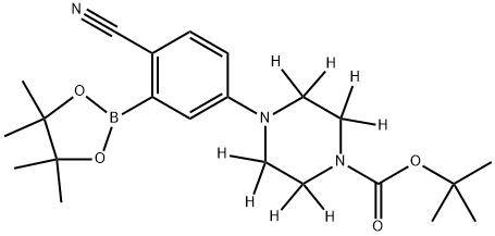 tert-butyl 4-(4-cyano-3-(4,4,5,5-tetramethyl-1,3,2-dioxaborolan-2-yl)phenyl)piperazine-1-carboxylate-2,2,3,3,5,5,6,6-d8 Struktur