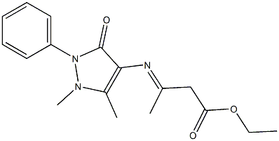 ethyl 3-[(1,5-dimethyl-3-oxo-2-phenyl-2,3-dihydro-1H-pyrazol-4-yl)imino]butanoate Struktur