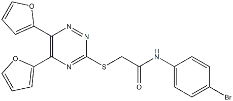 N-(4-bromophenyl)-2-{[5,6-di(2-furyl)-1,2,4-triazin-3-yl]sulfanyl}acetamide Struktur