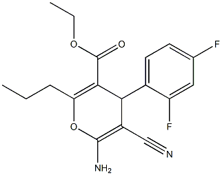 ethyl 6-amino-5-cyano-4-(2,4-difluorophenyl)-2-propyl-4H-pyran-3-carboxylate Struktur