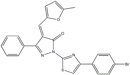 1-[4-(4-bromophenyl)-1,3-thiazol-2-yl]-4-[(Z)-(5-methyl-2-furyl)methylidene]-3-phenyl-1H-pyrazol-5-one Structure