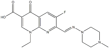 1-Ethyl-1,4-dihydro-6-fluoro-7-[(4-methylpiperazin-1-yl)iminomethyl]-4-oxo-1,8-naphthyridine-3-carboxylic acid Struktur