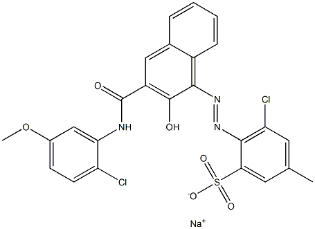 3-Chloro-5-methyl-2-[[3-[[(2-chloro-5-methoxyphenyl)amino]carbonyl]-2-hydroxy-1-naphtyl]azo]benzenesulfonic acid sodium salt Struktur