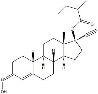(17S)-3-(Hydroxyimino)-17-ethynylestr-4-en-17-ol 17-(2-methylbutyrate) Structure