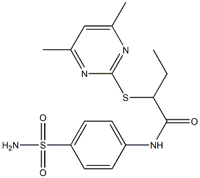 N-[4-(aminosulfonyl)phenyl]-2-[(4,6-dimethyl-2-pyrimidinyl)sulfanyl]butanamide Struktur