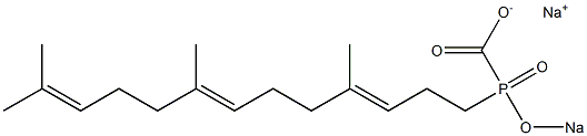 [[(3E,7E)-4,8,12-Trimethyltrideca-3,7,11-trienyl]sodiooxyphosphinyl]formic acid sodium salt Struktur