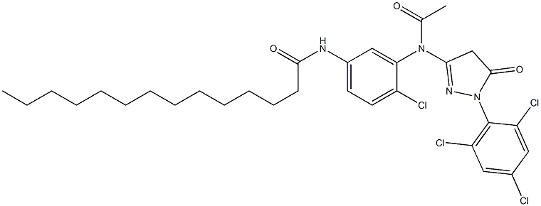 1-(2,4,6-Trichlorophenyl)-3-[N-(2-chloro-5-tetradecanoylaminophenyl)acetylamino]-2-pyrazolin-5-one Structure