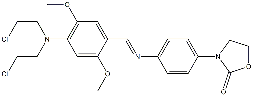 3-[4-[[2,5-Dimethoxy-4-[N,N-bis(2-chloroethyl)amino]benzylidene]amino]phenyl]-2-oxazolidinone Structure