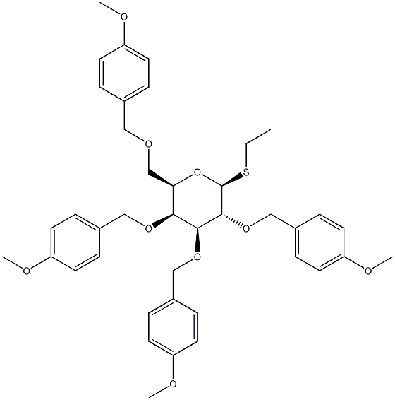 Ethyl2,3,4,6-tetra-O-(4-methoxybenzyl)-b-D-thiogalactopyranoside Struktur